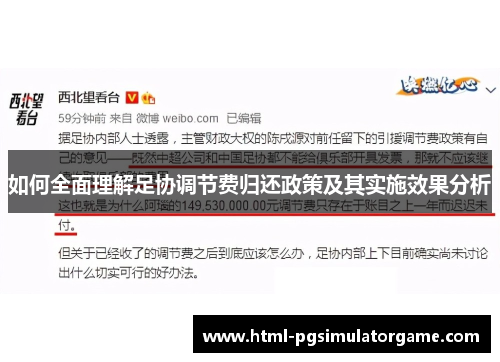 如何全面理解足协调节费归还政策及其实施效果分析